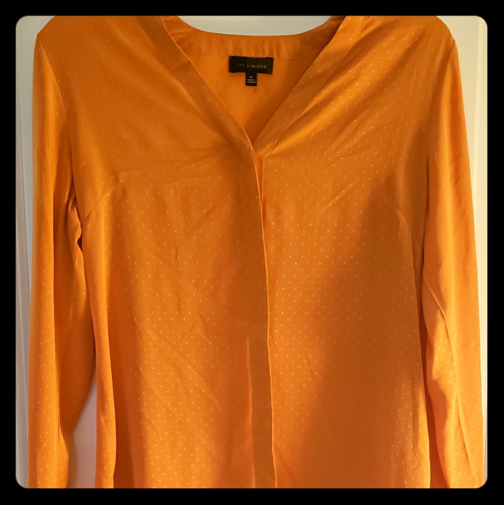 Orange button-down shirt with tie